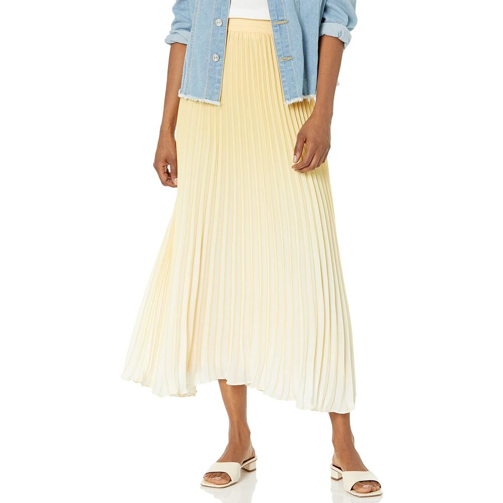 NWT Ramy Brook Stasia Pleated Midi Skirt Daffodil Yellow Size 4